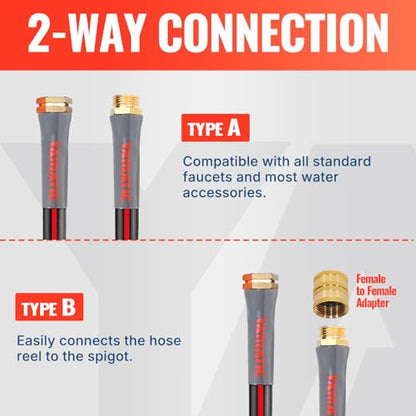 YAMATIC Female to Female Short Garden Hose 5/8 in x 5 ft, 2 in 1 Dual Use Heavy Duty Leader Hose with Solid Brass Connector, All-Weather Water Hose, Burst 300 PSI - size: 5' (feet) Double Females