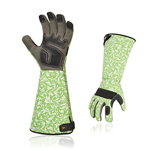 Vgo... 1 Pair Gardening Gloves Ladies,Safety Work Gloves,Long Sleeves Gauntlet,Puncture Proof,Touchscreen(Size S,Green,AL6608-FM) - color: 1 Pair - Green, size: Women's Small