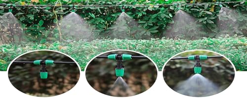 Drip Irrigation Misting Nozzle Kit, 45Pcs Drip Irrigation Parts with 20Pcs 4/7" to 1/4" Barbed Tee Connectors, 20Pcs 1/4" Green Atomizing Misting Nozzles, 5Pcs 4/7" End Caps for Garden Watering - size: Basic Drip Irrigation Kit