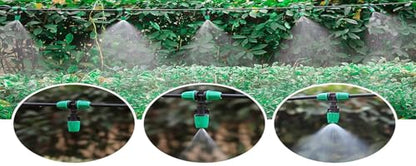 Drip Irrigation Misting Nozzle Kit, 45Pcs Drip Irrigation Parts with 20Pcs 4/7" to 1/4" Barbed Tee Connectors, 20Pcs 1/4" Green Atomizing Misting Nozzles, 5Pcs 4/7" End Caps for Garden Watering - size: Basic Drip Irrigation Kit