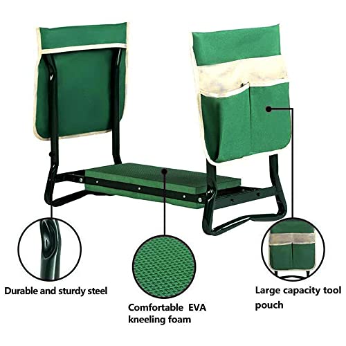 BDL Garden Kneeler and Seat, Upgraded Folding Bench Stool Portable Kneeler, Sturdy Gardening Tools with 2 Free Tool Pouch, Detachable Belt, A Pair of Garden Gloves, EVA Kneeling Pad - size: Queen