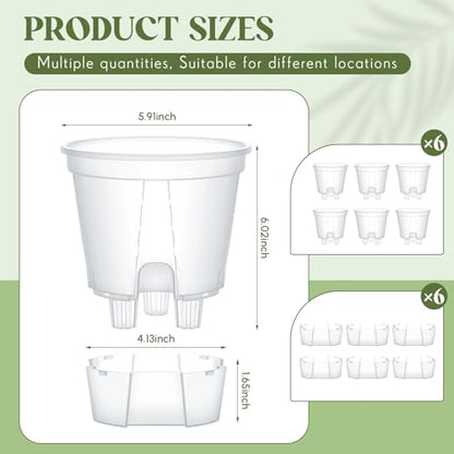 Wonderjune Self Watering Planter, 5.91'', Clear, 6 Pcs - color: Clear, size: 5.91''