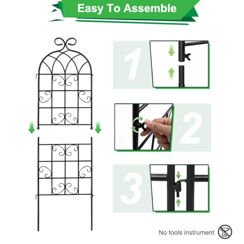 Lorenzo 72 x 80 inch Metal Garden Trellis for Climbing Plants, Black Metal Coating Rustproof, Perfect for Supporting Climbing Plants Outdoor - style: 4 Pack