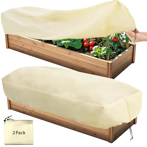 2-Pack Winter Plant Covers Freeze Protection, 59"x17.7"x15.7"Rectangular Garden Covers for Raised Beds & Outdoor Plants, Reusable Frost Cloths for Tree,Shrubs Cold Weather Protection - size: 59"x17.7"x15.7"