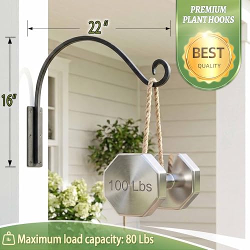 Lifyzoon Heavy Duty Plant Hanger Bracket Outdoor (22"/Black) - size: 1A-22 Inch