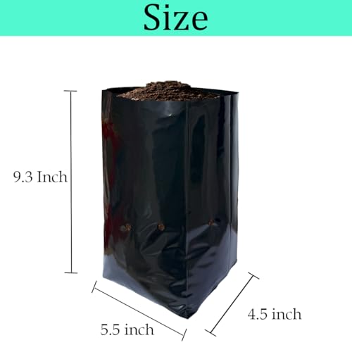 gardtree 1 Gallon 50 Pcs Thicken Plastic Plant Nursery Bags 5.5" x 9.3", Grow Bags for Fruit Trees, PE Seedling Pots, Nursing Growing Pouch, Ideal for Flowers, Vegetables, Fruit, Starting Saplings - size: 5.5"x9.3"/50PCS