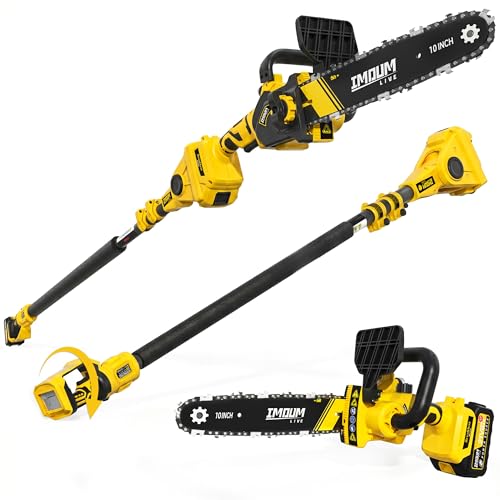 IMOUMLIVE 10" Pole Saw & Mini Chainsaw 2-IN-1, Cordless Pole Chainsaw - color: Yellow 10 Inch