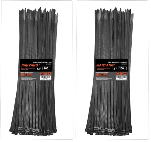 12 Inch Zip Ties Double Sided Toothed,100 LBS Tensile Strength Heavy Duty Cable Wire Ties With Self-Locking Adjustable More Durable Nylon Tie Wraps for Indoor Outdoor（200 Pack） - size: 12 inch 200 Pack （100 Lbs ）