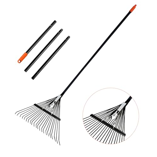 Rake for Leaves,22.8" Wide Gardening Leaf Rake for Lawns - style: 22 Metal Tines
