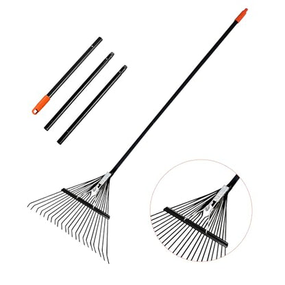 Rake for Leaves,22.8" Wide Gardening Leaf Rake for Lawns - style: 22 Metal Tines