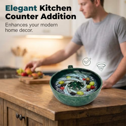 Upgrade Handmade Ceramic Berry Bowl Washer with Holes, 2-in-1 Colander Bowl