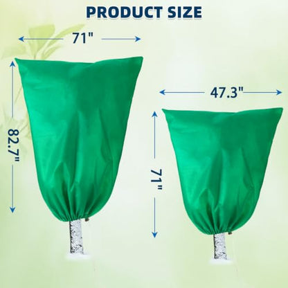 Homimp Plant Covers Freeze Protection,4 Pack Frost Covers with Zipper Drawstring (71" x 47.3" & 71" x 82.7") Plant Protection Cover Bags for Outdoor Winter Frost Cold Weather Shrubs Jacket,Green - size: 47.3"W x 71"H & 71"W x 82.7"H