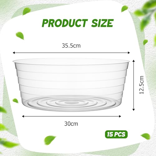 Hoolerry 15 Pcs Plastic Plant Saucer Clear Deep Tray, 14 Inch - size: 14 Inch