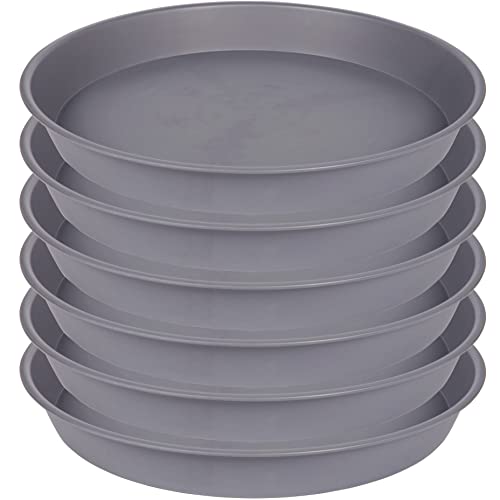 6 Pack Plant Saucer 4 5 inch (4 inch Base), Heavy Sturdy Plant Drainage Tray for Indoors (5 inch, Cement Gray) - color: Cement, size: 4"