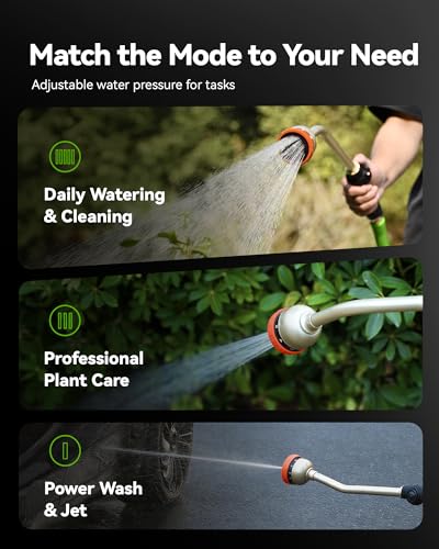 RAINPOINT Watering Wand, 16 Inch Metal Garden Hose Wand with 9 Spray Patterns, Long Hose Sprayer Nozzle For Hanging Baskets, Shrubs,Lawn (Orange) - color: Orange