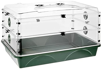 EarlyGrow 24" x 15" x 12.75" Domed Propagator with 2 Height Extenders and Locking Clip Set, Green - size: 2 Side Extenders and Locking Clip Set