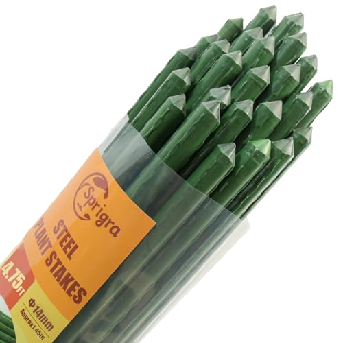 Plant Stakes 57 inch, Approx 5ft Steel Garden Stakes 25 Pack, Sturdy Plant Support for Climbing Plants, Tomatoes, Beans, Cucumbers, Peppers, Flowers, Strengthen and Stem Grow Better - size: 4.8FT, 25 of pack