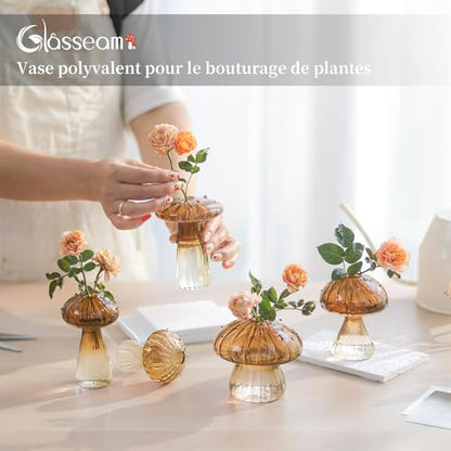 Glasseam Mushroom Plant Propagation Station, 10 Pcs Glass Terrarium Jar - color: Amber, size: 10