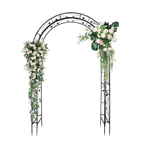 VINGLI Garden Arbor, Arch for Wedding Ceremony Party, Christmas Garden Decor Steel Garden Trellis for Plant Climbing, Pergola for Garden, Backyard, Lawn (Black-59x84) - style: Arch Top