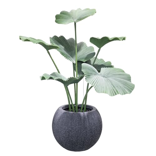 11.8" H x 14.5" Dia Large Round Plastic Black Planter with Drainage & Plug - color: Mediterranean Black