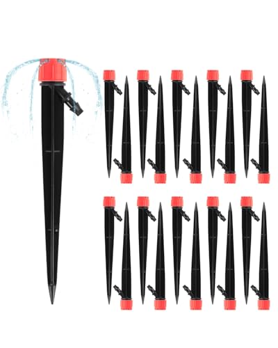 20PCS Drip Irrigation Emitter Stream: Automatic Watering System Kits for 1/4 inch Tube Hose for Indoor Plants Outdoor Garden Flower Beds Raised Growing Lawn Tree Patio Hydroponic