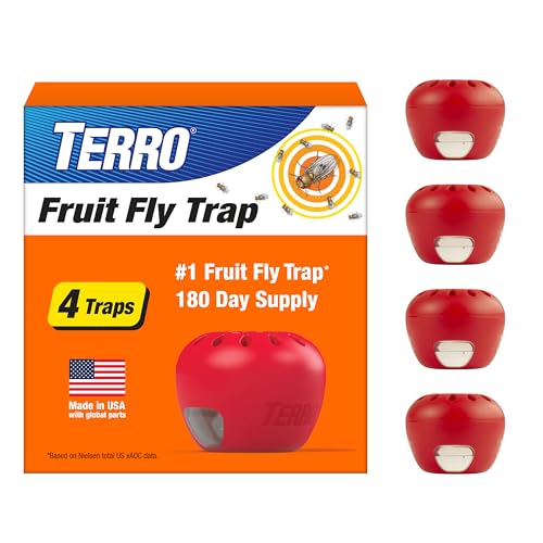 TERRO Fruit Fly Trap 4-Pack, 180 Day Lure Supply, Food-Based Lure - size: 4 Traps
