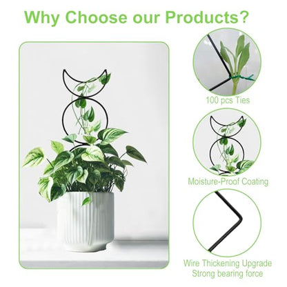 4 Packs Trellis for Climbing Plants Indoor, HENABLE Small Garden Metal Trellis for Potted Plants Outdoor for Vine Ivy Flower Plant Support, 4 Different Black Iron Patterns - size: 15 IN