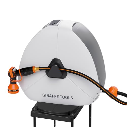 Giraffe Tools Ground-Mounted Retractable Garden Hose Reel,1/2" x 130FT - color: 1/2 Inch, size: 130 FT