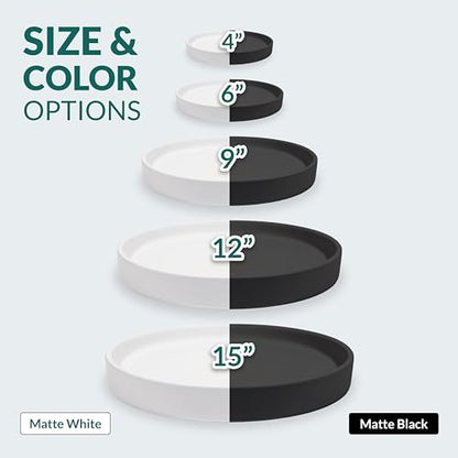 Willowy 2 Pack 9 Inch Matte White Ceramic Plant Drainage Trays, Indoor Use - color: Matte White, size: 9" (2 Pack)