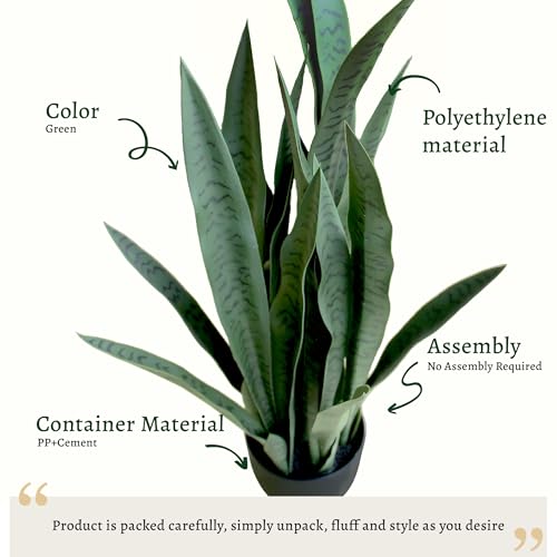 KOL 3FT 2-Pack Artificial Snake Plants, Fake Sansevieria Indoor Outdoor - size: 2 PCS