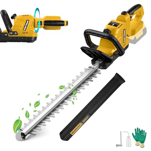 Givilo 20.4" Hedge Trimmer Cordless Compatible with Dewalt 20V MAX Battery - color: Yellow, size: 20 Inch