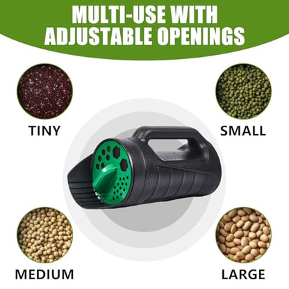 Adjustable Handheld Seed Shaker – Hand Spreader - 90oz Capacity Multi-Purpose Spreader for Fertilizer, Grass Seed, Ice Melt & Lawn Care - Green - color: Green