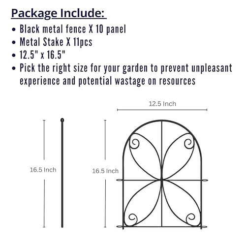 ShopLaLa Decorative Garden Fence (10 Panels) 12.5inx16.5in Fences for Dogs