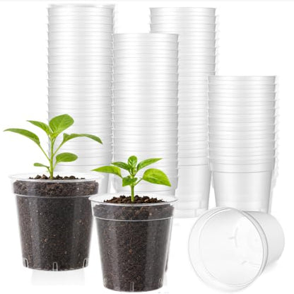 60 Pack 2 Inch Nursery Pots, Mini Plastic Plant Pots for Seedlings(Clear) - color: Clear