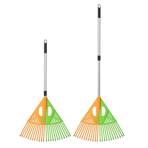 Extendable Long-Handle Leaf Grabber Rake Broom for Leaves Grass and Yard Debris Perfect for Garden Cleanup Outdoor Maintenance