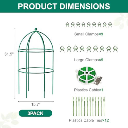 DoCred 3 Pack Peony Cage, 15.7" x 31.5" Metal Plant Support Garden Trellis - size: 31.5"H x 15.7"W/3PC