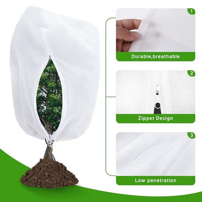 Garutom Plant Covers Freeze Protection 78" x 89" 2.2 oz, Large Size Bag Frost Cloth Plants Jacket Drawstring and Zipper Tree Cover for Outdoor Plants, Shrub Potted Plants Winter (1 PCS) - size: 78"W x 89"H