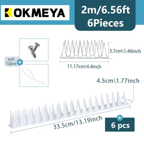 Bird Spikes,Clear,6 Pack Bird deterrents for Outside,Keep Raccoon Squirrel Pigeon Away,Fence Spike for Garden Patio - color: Clear