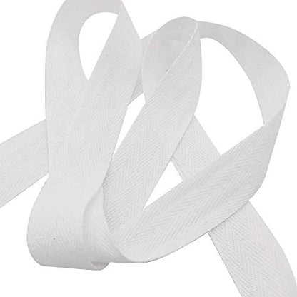 Natural Cotton Twill Tape 50 Yards 1 Inch Bunting Bias Tape Herringbone Webbing Tape Roll for Apron Sewing Dressmaking Craft (White) - color: White, size: 1inch