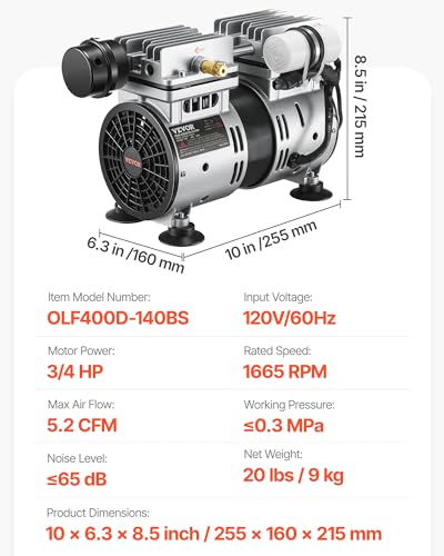 VEVOR Pond Aerator 550W Power 5.2CFM for Up to 3 Acre 50' Lake Aeration Kit - size: No diffuser