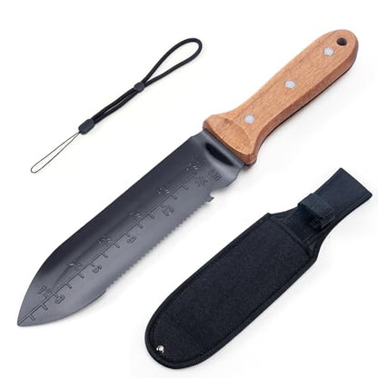 YANG Hori Hori Garden Knife, 7 Inch Garden Tools with Oxford Cloth Sheath - color: Spear-Point Garden Knife
