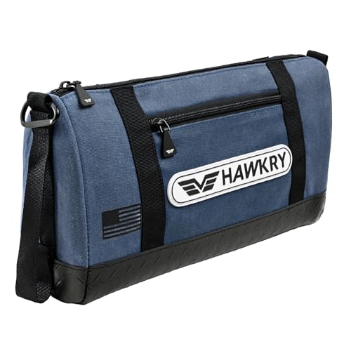 HAWKRY Heavy Duty Canvas Tool Bag – Waterproof Canvas Zipper Pouch, Garden Tool Bag, Construction Bags Heavy Duty, Small Zipper Pouch, Motorcycle Tool, Multipurpose Fishing Bag - color: White Blue
