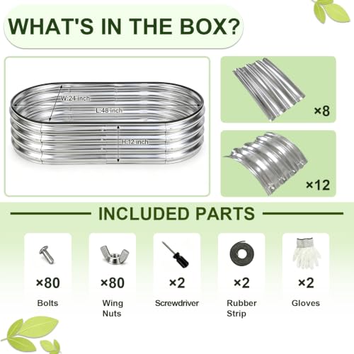Galvanized Raised Garden Bed Outdoor 4x2x1ft 2 Pack Oval Silver - color: Silver 2 Pcs, size: 4 x 2 x 1 ft