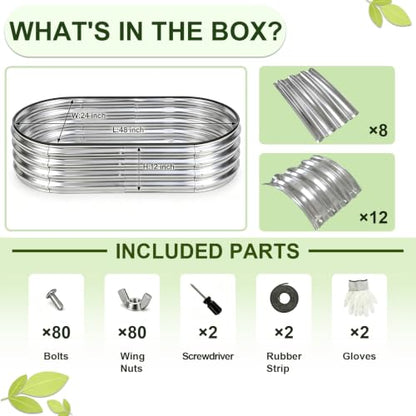Galvanized Raised Garden Bed Outdoor 4x2x1ft 2 Pack Oval Silver - color: Silver 2 Pcs, size: 4 x 2 x 1 ft