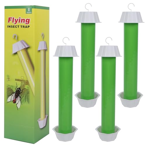 Fly Stick Sticky Fly Traps for Indoors Outdoor 4pk, Sticky Hanging Fly Stick, Flying Insect Trap, wasp Trap (Green 4PCS) - color: green 4PCS