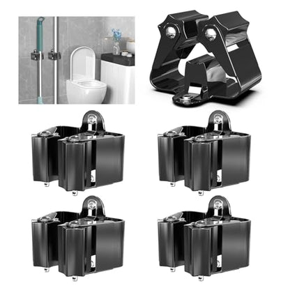 3-H Broom Holder Wall Mount 4 Pack, Stainless Steel Mop Hanger with Screws - color: Black, size: 4