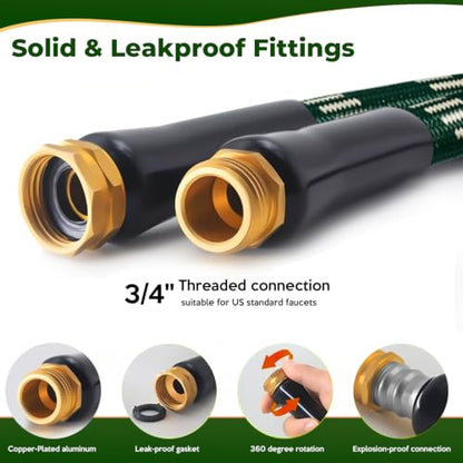 Garden Hose 50 ft, 2026 Upgraded Kink Free Flexible Water Hose 50ft With 10 Pattern Spray Nozzle, Leak-Proof, Portable, Ultra Lightweight & Durable Garden Hose for Yard, Lawn, Outdoor (DarkGreen) - size: 50FT