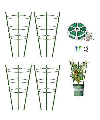 4 Pack Garden Plant Support Tomato Cage, Upgrade 18" Trellis for Climbing Plants, Plant Trellis Kits (18") - size: 18"