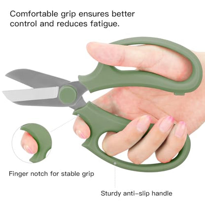 Housolution Flower Scissors, Steel Garden Pruning Shears, Avocado Green - color: Avocado Green, size: 1 Pack