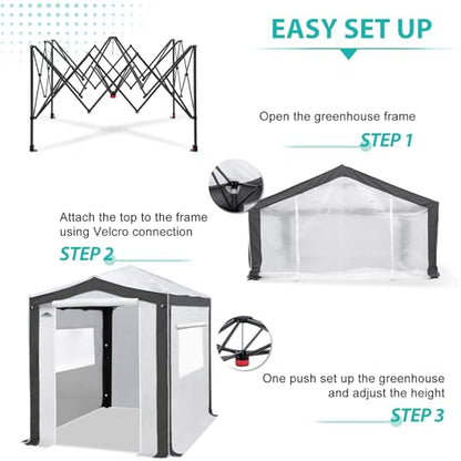 EAGLE PEAK 8x6 Walk in Pop Up Greenhouse, Gray/White - color: Gray/White, size: 8x6